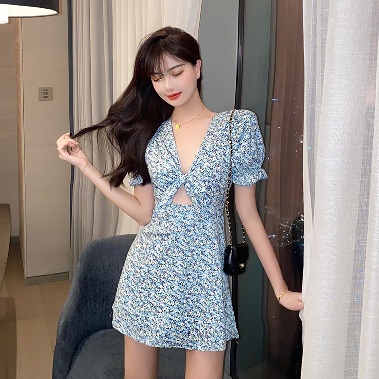 Đầm chữ a hoa nhí tay ngắn mini Emilyshop