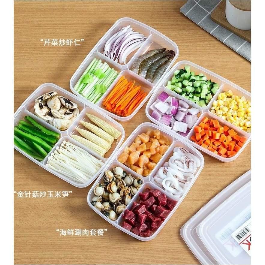 Hộp chia 4 ngăn 710ml nắp dẻo