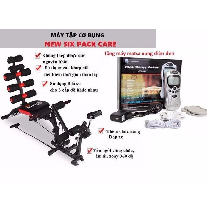 Máy tập cơ bụng New Six Pack Care có đạp chân tặng máy vật lý trị liệu