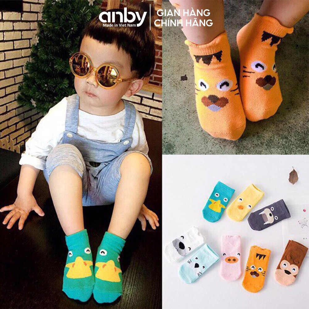 Tất vớ trẻ em ANBY cotton chống trượt style Hàn Quốc cho bé trai bé gái từ 5 tháng đến 4 tuổi