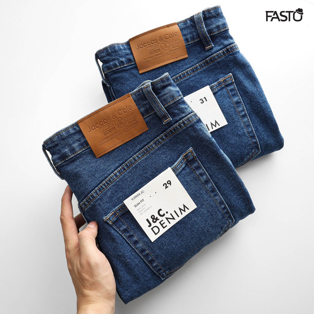 Quần Jean denim Nam cao cấp xanh đá đậm JACOBS & COLE - Thời trang nam FASTO