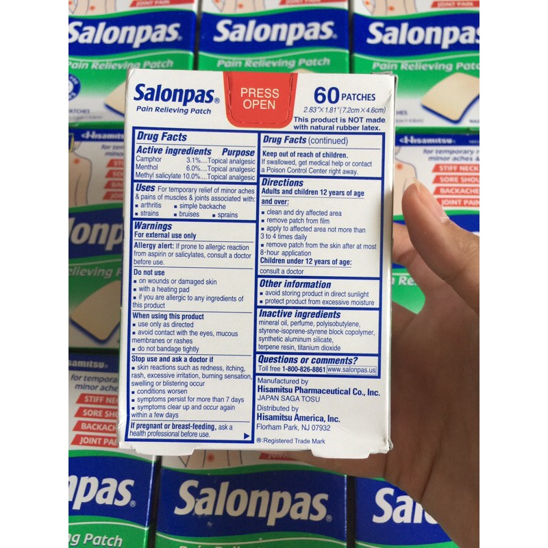 Miếng Dán Salonpas của Mỹ - 60 miếng