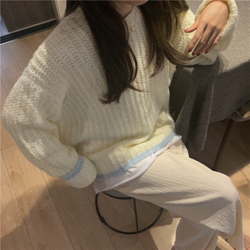 Áo Sweater dệt kim chui đầu dáng rộng thiết kế mới thời trang mùa đông theo phong cách hàn quốc dành cho nữ