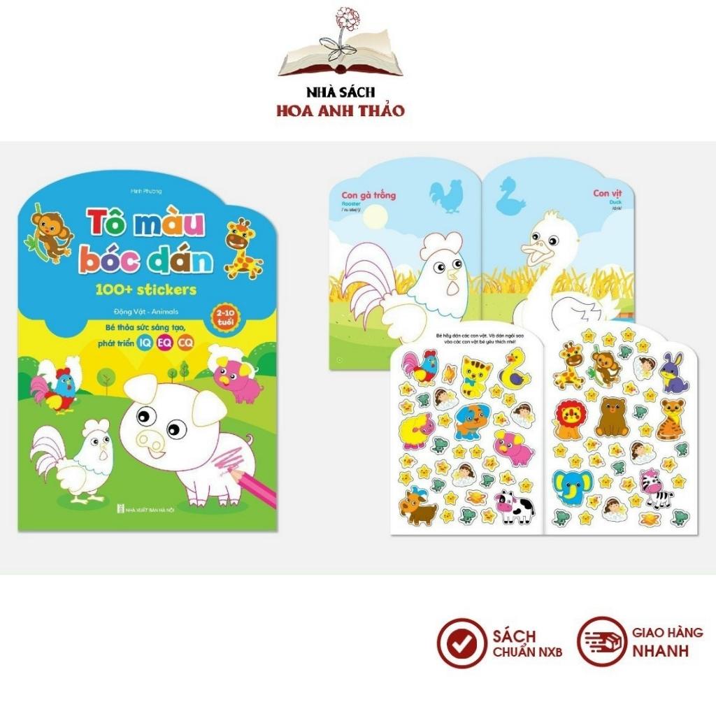 Sách - Bộ Tô Màu Bóc Dán 100+ Stickers , bộ 6 quyển
