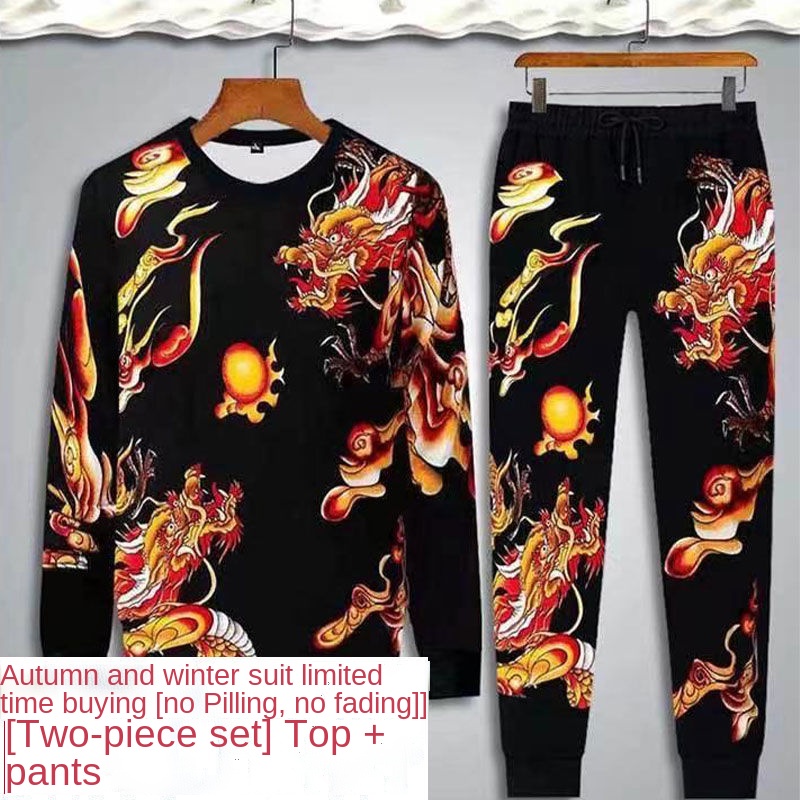 Set Đồ Hai Mảnh Áo Thun Tay Dài In Hình 3D Và Quần Dài Thời Trang Mùa Thu Cho Nam