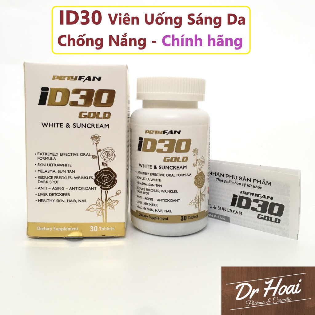 [Giảm 100K nhập mã HOAI100K] Viên Uống Trắng Da Chống Nắng ID30 Gold - PETYFAN ID30 GOLD WHITE SUNCREAM