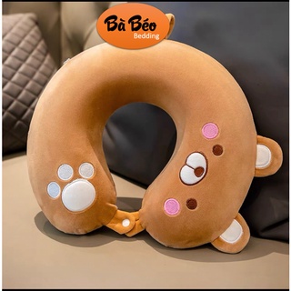 Gối Chữ U Tựa Cổ Cao Su Nguyên Khối Mềm Mịn, Gối Kê Cổ Chữ U Cao Su Non Hình Thú Dễ Thương