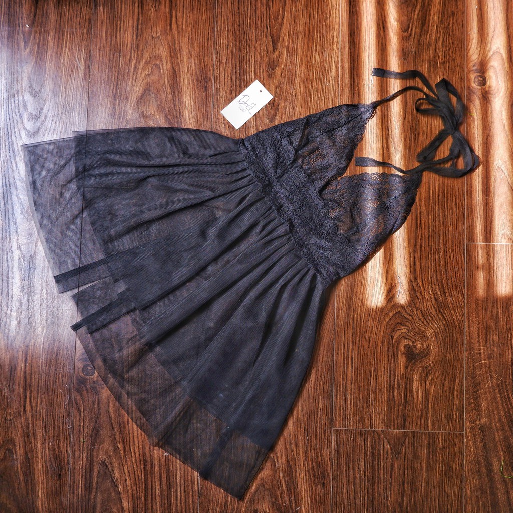 Set đầm ngủ Babykat ( Đen )+ quần chip Thong