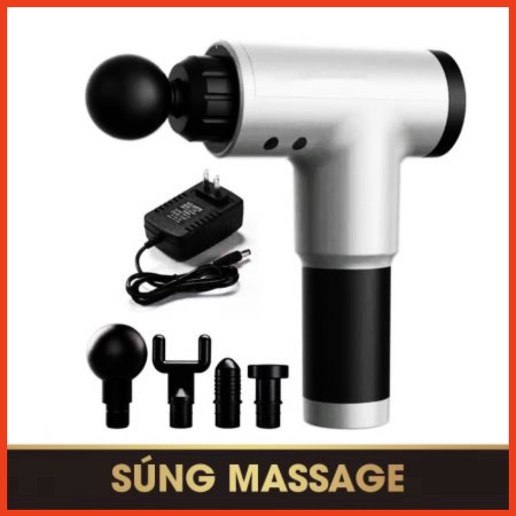 Súng Massage Cầm Tay Fascial Gun - 4 Đầu 6 Chế Độ Fascial Giảm Cơ Căng Cơ Trị Nhức Mỏi Vai Gáy - KH320