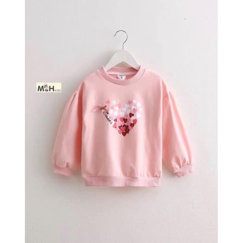 Áo nỉ da cá tay phồng cho bé gái size 16-30kg siêu xinh