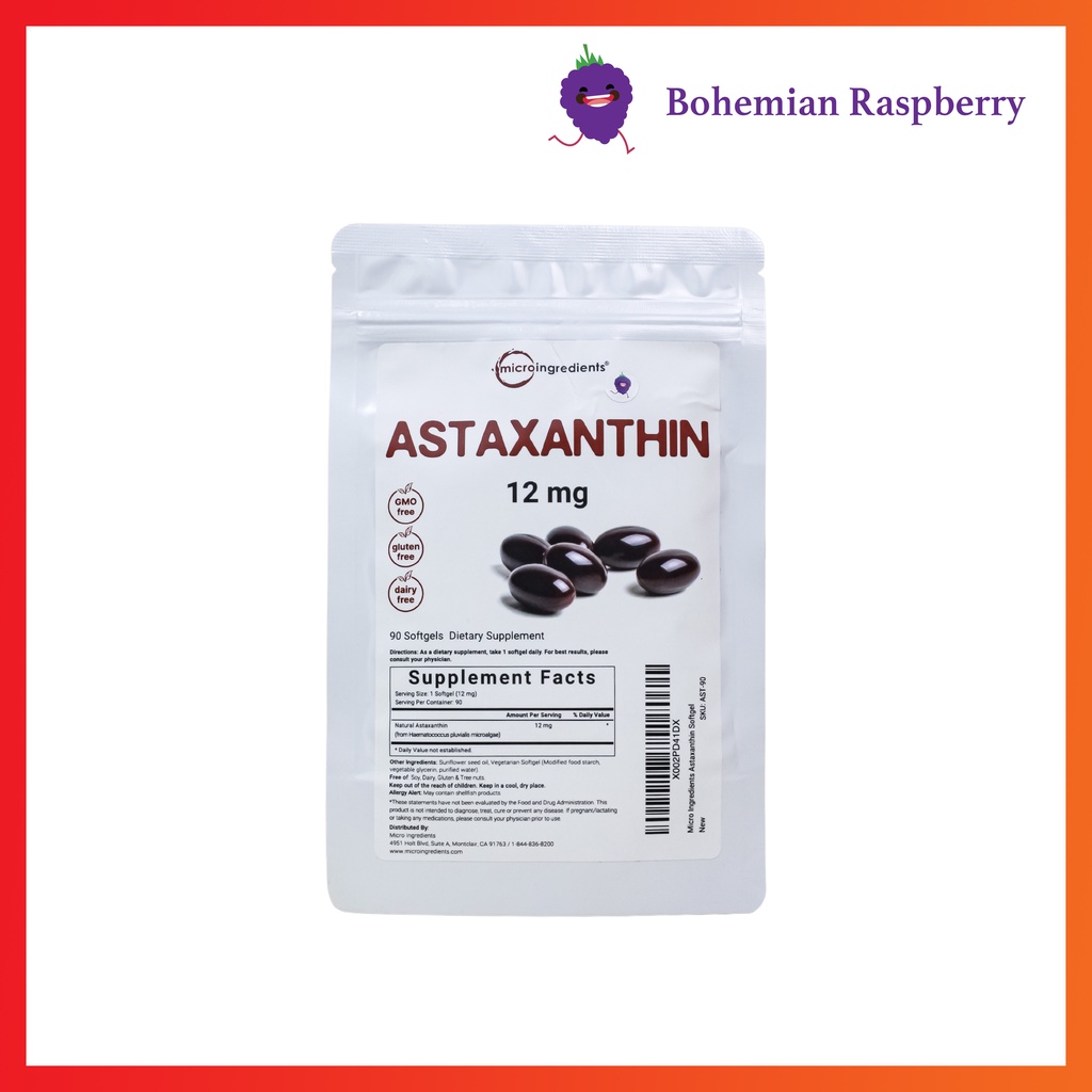 Microingredients Astaxanthin 12mg - Viên uống chống oxi hoá