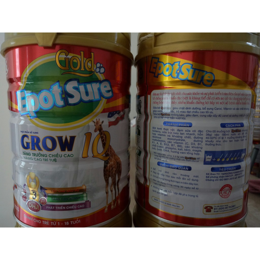 Sữa công thức tăng chiều cao, phát triển trí não cho trẻ Epotsure Grow IQ lon 900g