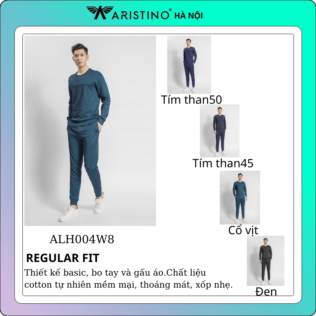 Bộ đồ thu đông nam ARISTINO cotton mềm mại, bo gấu, năng động ALH004W8 (4 màu)