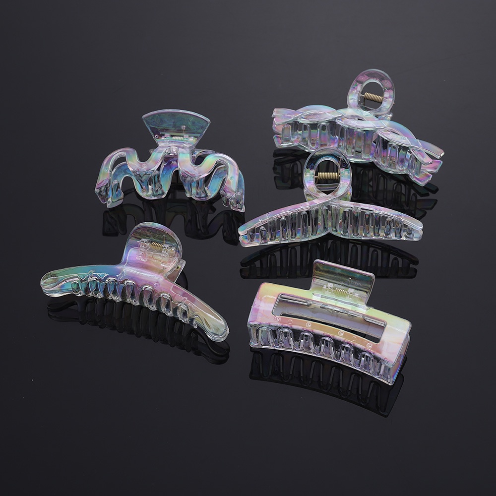 Kẹp Tóc Càng Cua Bằng Nhựa Resin Màu Laser Phong Cách Hàn Quốc Dành Cho Nữ