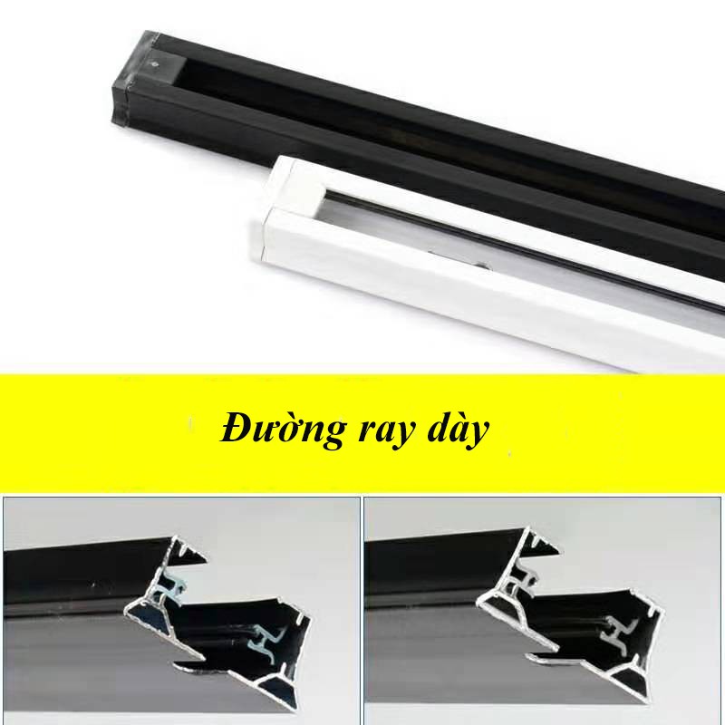 ĐÈN RỌI Thanh Ray 1M Màu Đen, Trắng Đèn Led Chiếu Sáng TC [Den Roi]