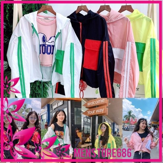 Áo khoác dù nữ lửng croptop xinh lung linh-ảnh thật