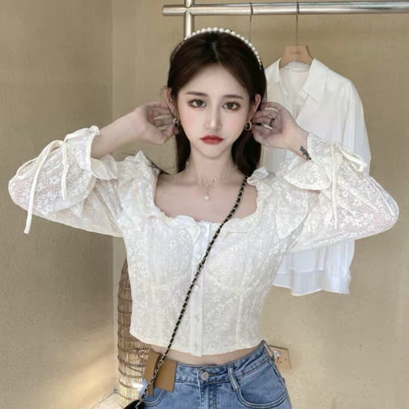 Áo crop gen trắng