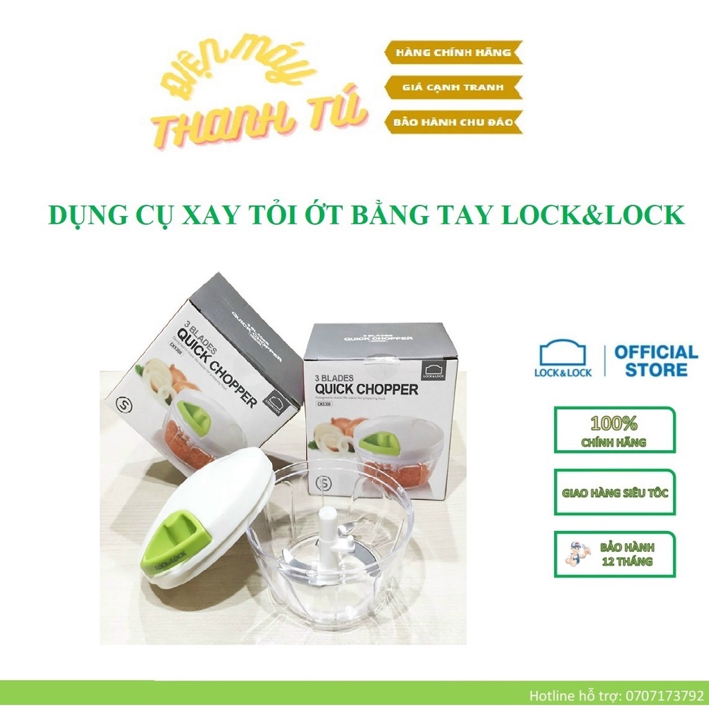 DỤNG CỤ XAY TỎI ỚT BẰNG TAY LOCK&LOCK (NHIỀU KÍCH CỠ) LỰC NGHIỀN MẠNH VỚI 3 LƯỠI DAO THÉP KHÔNG GỈ - HÀNG CHÍNH HÃNG