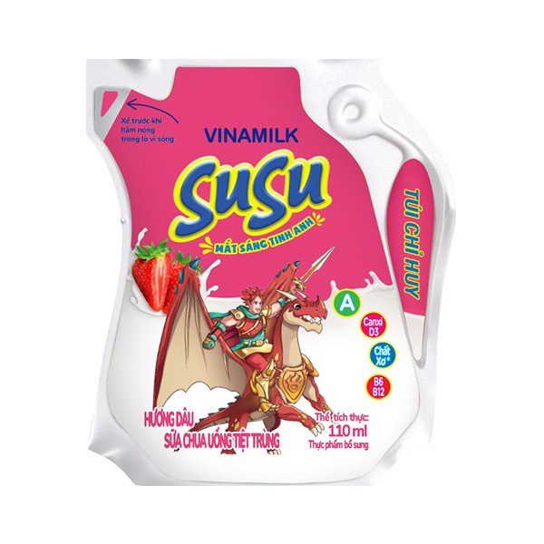 SỮA CHUA UỐNG TIỆT TRÙNG VINAMILK SUSU HƯƠNG CAM, DÂU, SOCOLA - TÚI 110ML