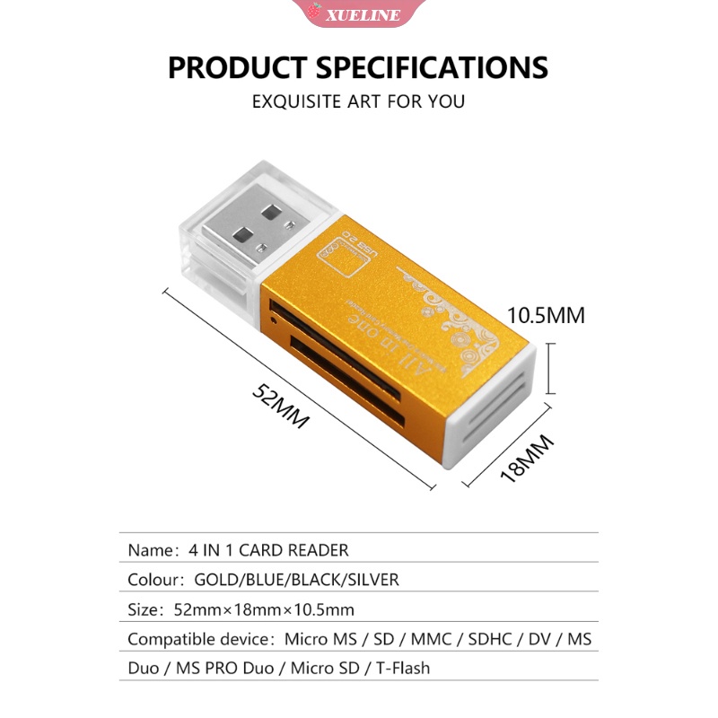 Đầu Đọc Thẻ Nhớ Micro USB 2.0 Cho Micro SD SDHC TF M2 MMC MS PRO DUO