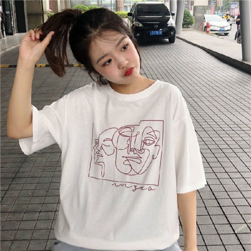 Áo thun tay lỡ unisex 2 gương mặt