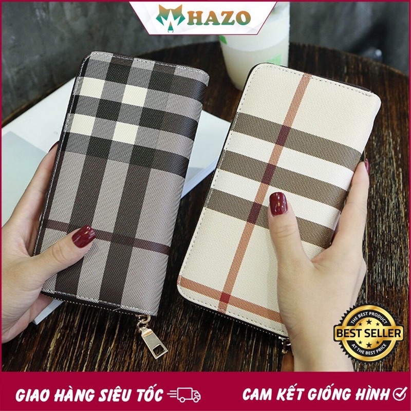 Ví dài cầm tay kẻ caro