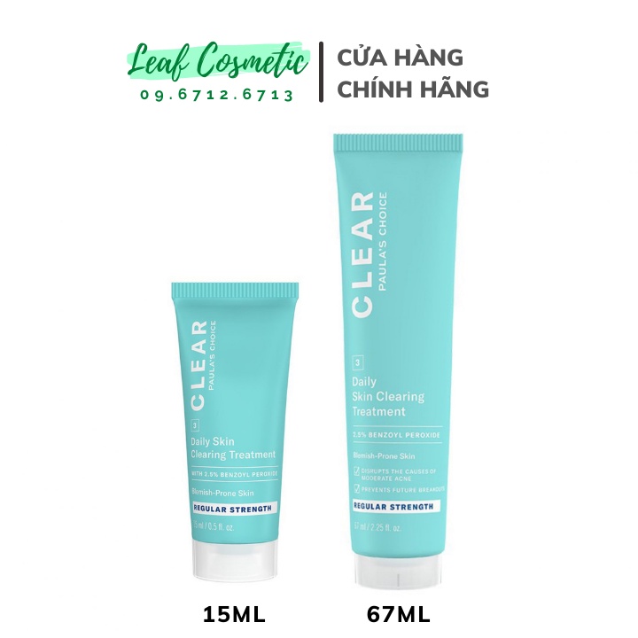 Kem chấm mụn Paula's Choice Clear Regular Strength Daily Skin Clearing Treatment 2,5% Benzoyl Peroxide