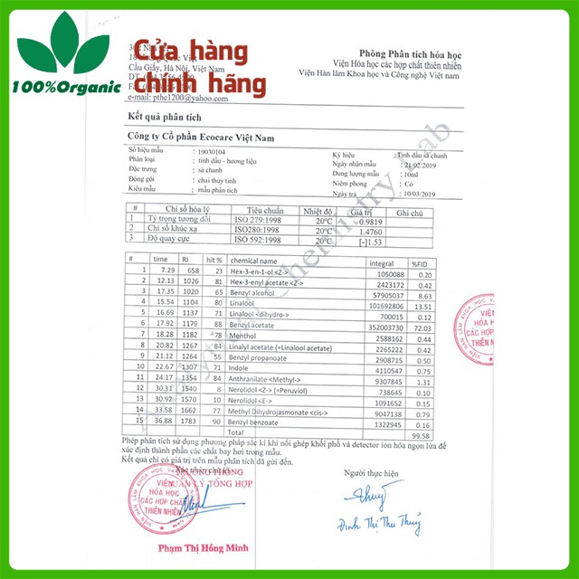 Tinh dầu Sả chanh Ecocare chai 10ml, dạng treo 7ml