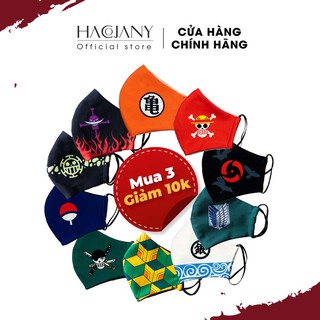 Khẩu trang vải in hình Anime ❤ Hacojany ❤ Khẩu trang vải 2 lớp ❤ Freesize nam nữ, ngăn bụi, chống nắng