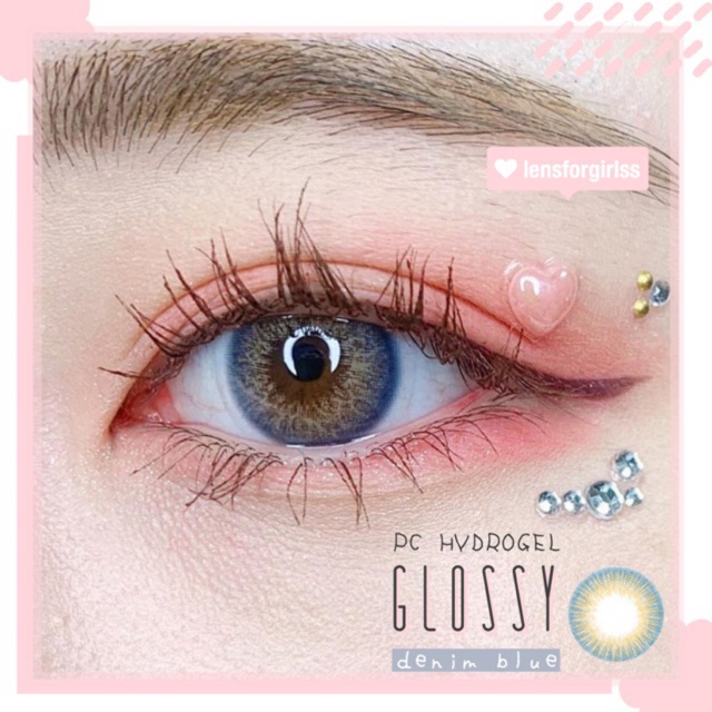 Kính áp tròng xanh denim Siesta Glossy blue dành cho mắt nhạy cảm - Pc Hydrogel | Hạn sử dụng 6 tháng