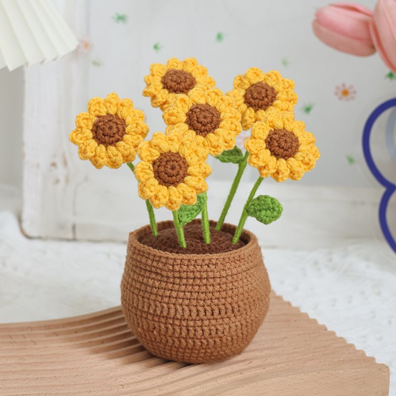 Bó Hoa tulip Giả Đan Len Thủ Công Dùng Làm Quà Tặng #đan len handmade#đồ tự làm#hoa handmade