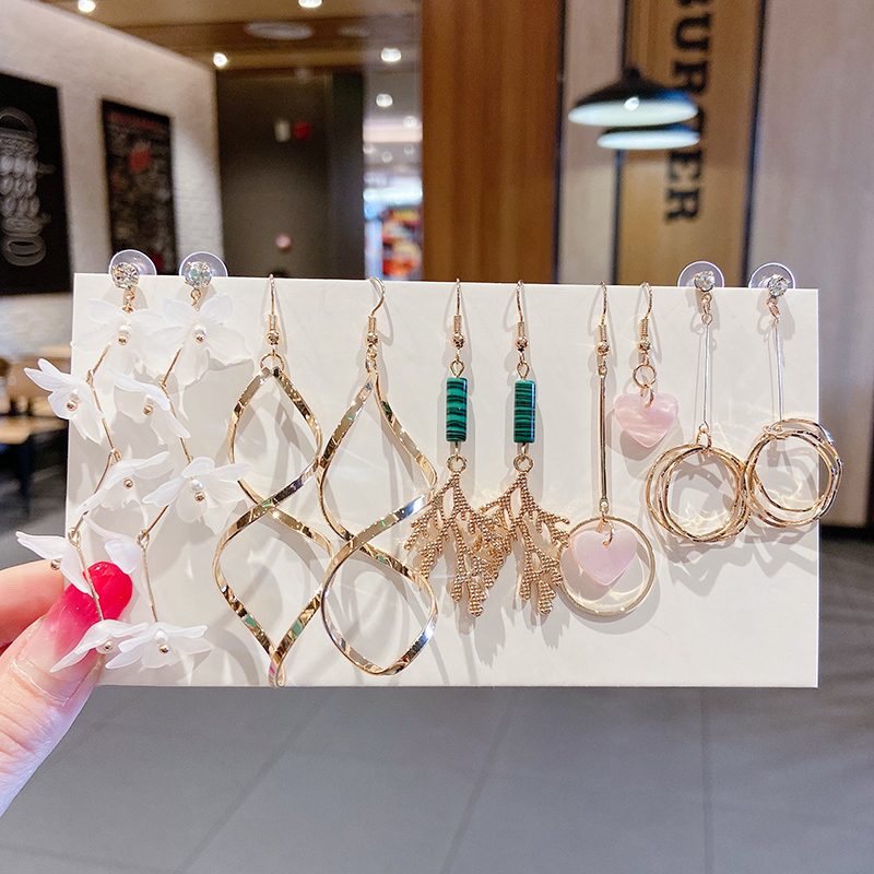 Set 5 Đôi Bông Tai Đính Đá Thời Trang Nữ