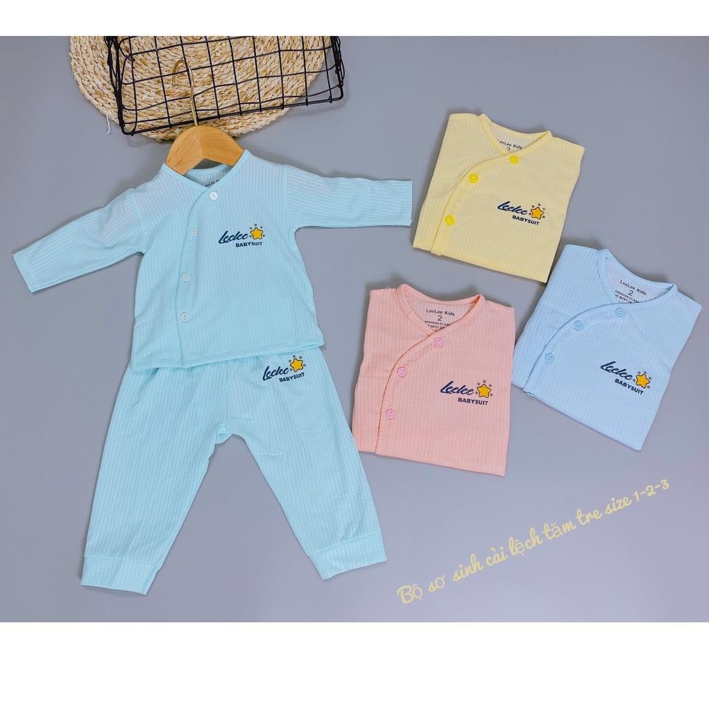 Bộ sợi tre sơ sinh cài lệch màu LEE 05