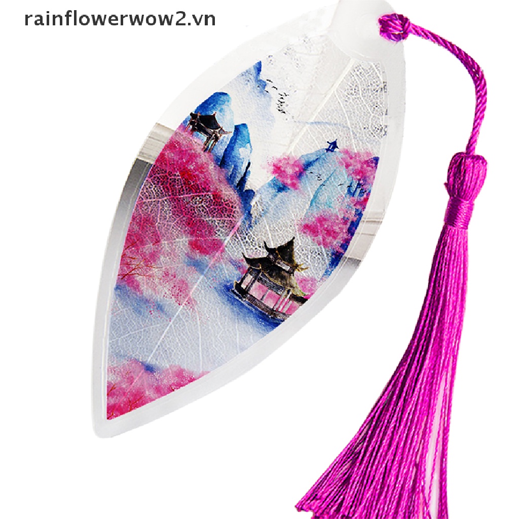 [er] Bookmark Màu Hồng Hình Lá Phong Cảnh Trái Tim Phong Cảnh Cổ Điển Cho Nữ