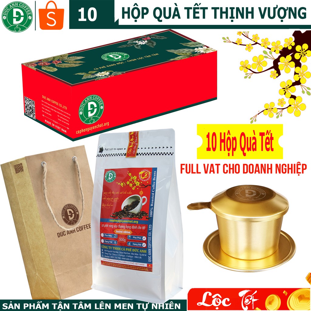 Set 10 Hộp Quà Tết Cho Doanh Nghiệp - Cà Phê Đặc Biệt + Phin Cao Cấp D COFFEE