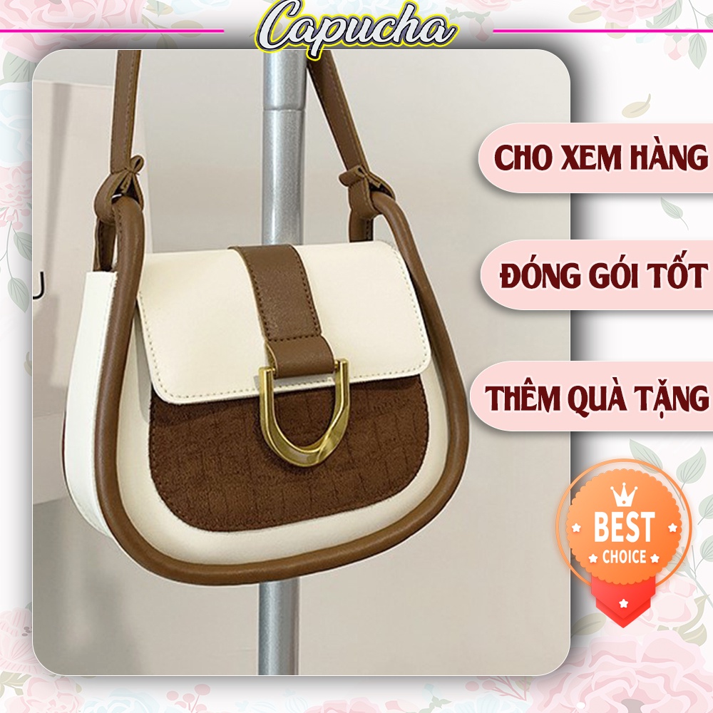Túi xách nữ đeo chéo chất da dày 2 mm quai liền viền cực lạ Capucha T212