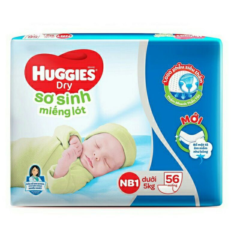 Miếng Lót Sơ Sinh HUGGIES NB1 56 Miếng