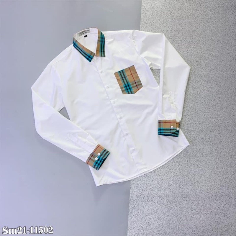 Áo Sơ Mi Trắng Pha Kẻ Sọc Xanh Be BBR