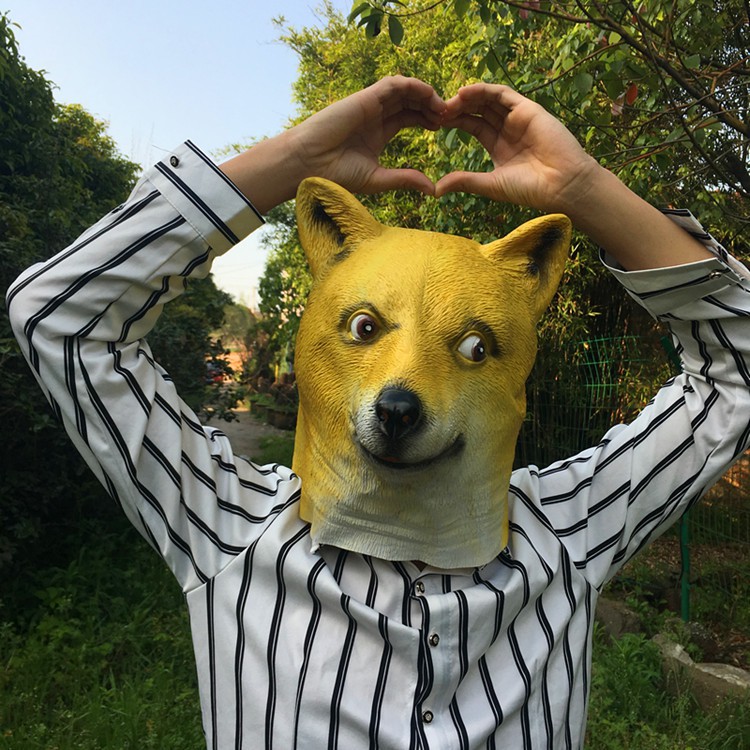 Mặt nạ hóa trang hình chú CHÓ NGÁO VÀNG chó husky shiba  dùng trong hóa trang halloween Cosplay trung thu lễ hội