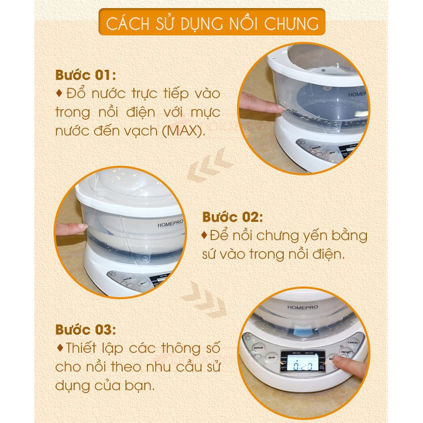 HÀNG CAO CẤP -  Nồi chưng yến Homepro cao cấp 700ml HP - 7M chính hãng  - Hàng Cao Cấp