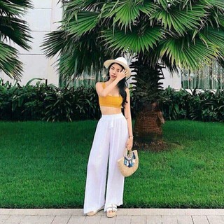 QUẦN ỐNG SUÔNG NỮ 💖FREESHIP💖 QUẦN ỐNG RỘNG ĐI BIỂN MÀU TRẮNG SANG CHẢNH