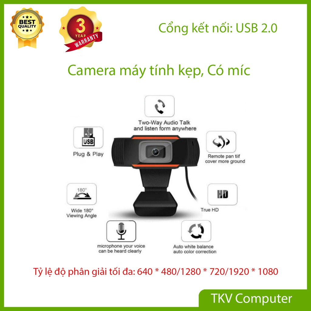 Webcam Máy Tính kẹp, Camera Có Mic 1080p Cho Laptop Học Online ZOOM, Trực Tuyến- Hội Họp-Gọi Video Hình Ảnh Sắc Nét