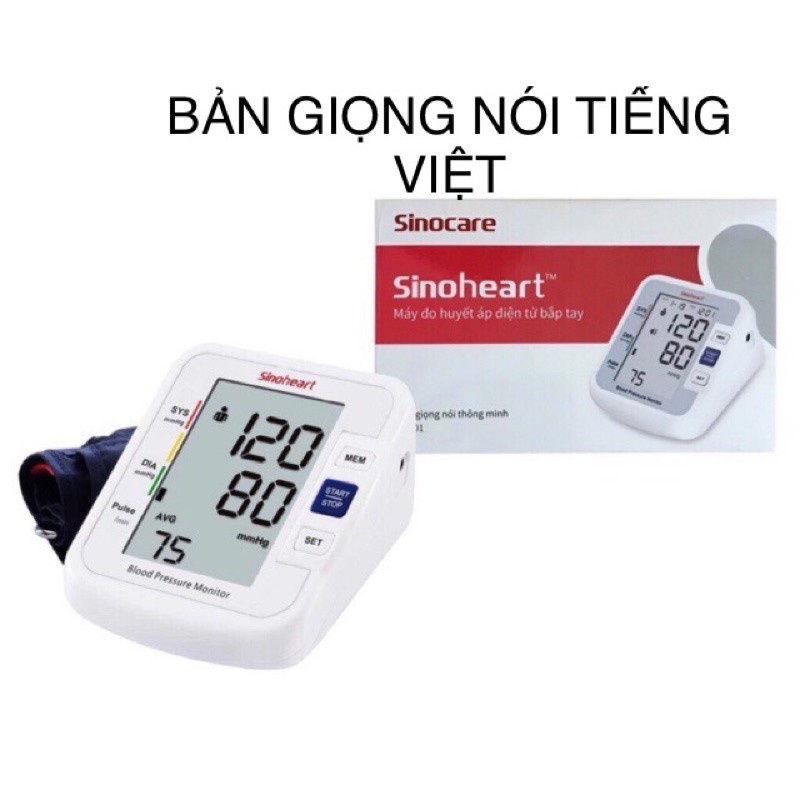 Máy đo, kiểm tra huyết áp điện tử Sinocare Sinoheart BA-801 Công Nghệ Đức - phiên bản có giọng nói thông minh