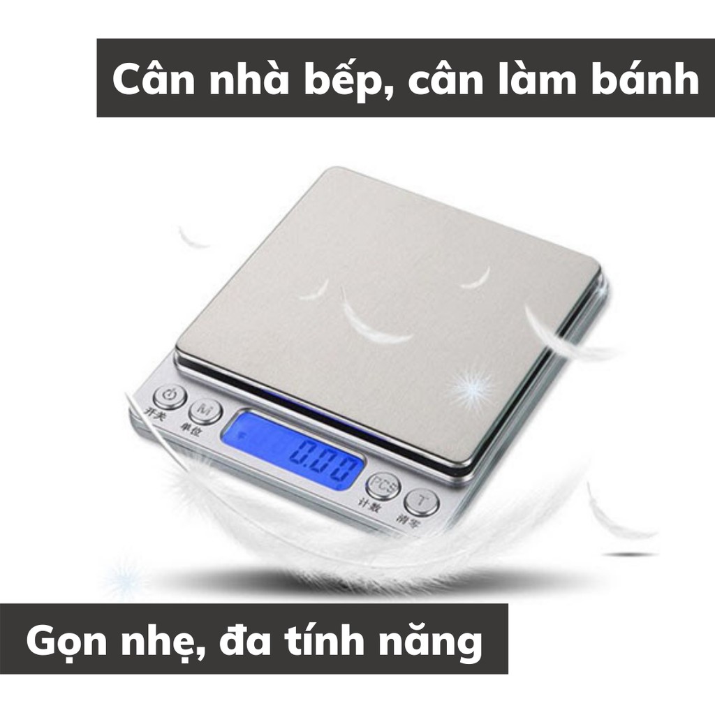 Cân tiểu ly điện tử mini định lượng 0,1-3kg độ chính xác cao nhà bếp làm bánh Cân tiểu li 3kg cao cấp kèm 2 pin AA