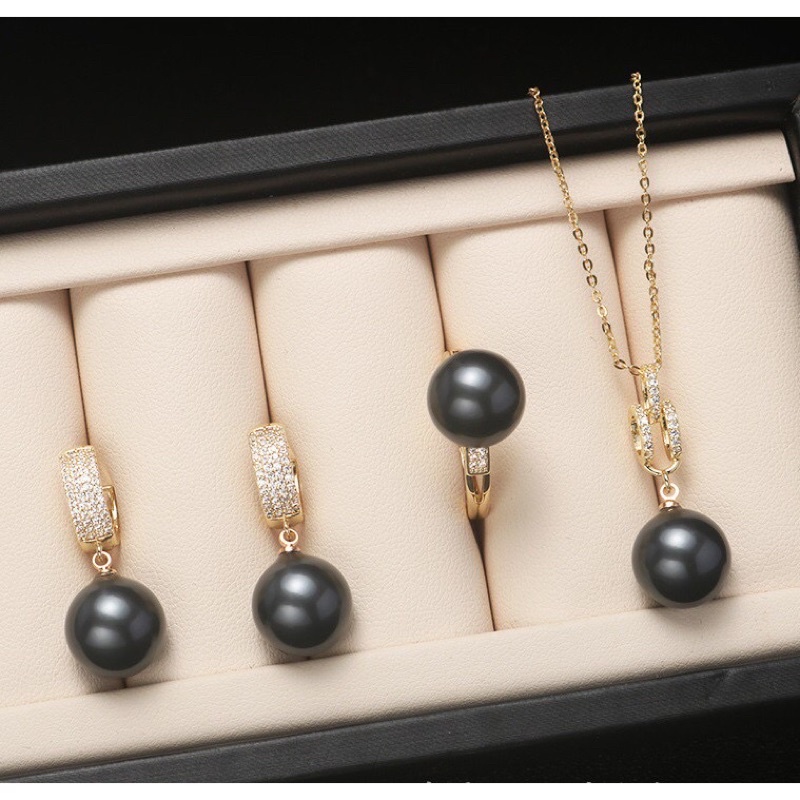 Bộ trang sức ngọc trai nhân tạo 12mm,mạ vàng 14k, nhiều màu sắc lựa chọn