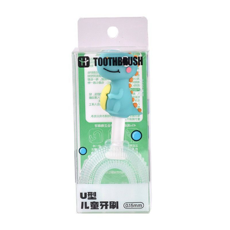 Bàn chải chữ U silicone cho bé đánh răng, hình khủng long xinh xắn