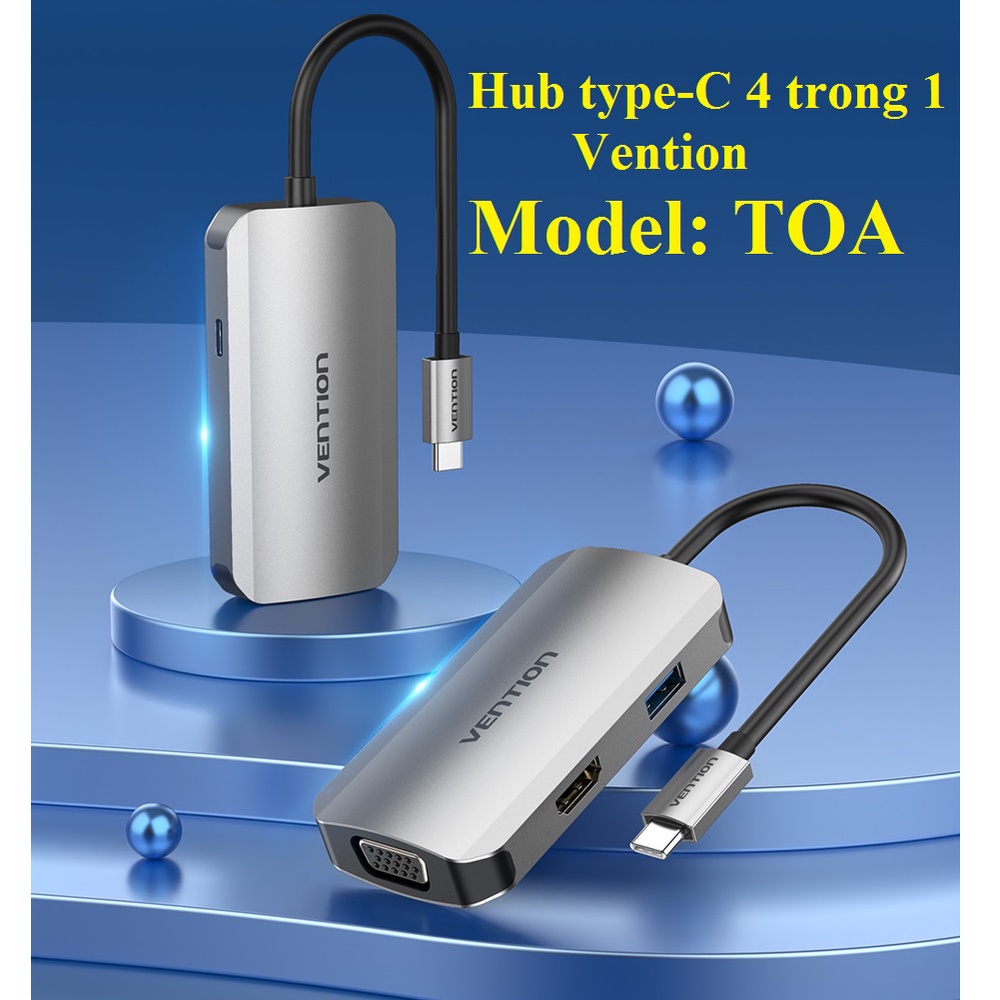 Hub/ bộ chuyển cổng type-C 4 trong 1 Vention model TOA