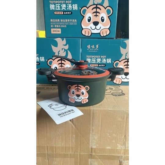 Nồi áp suất con hổ 24 cm Totipotet Pot Tiger màu xanh xinh xỉu