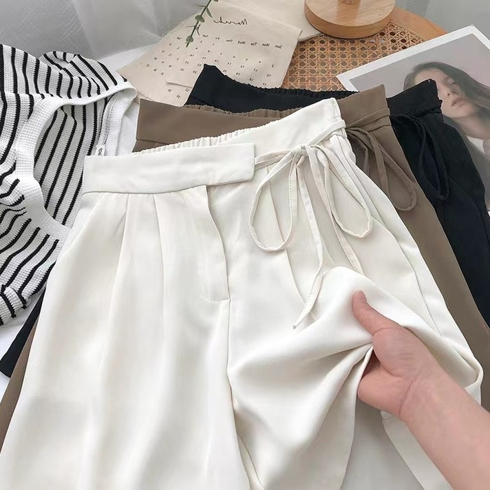 Quần short ống rộng buộc dây Xiaozhainv thời trang size m-2xl 3 màu lựa chọn cho nữ