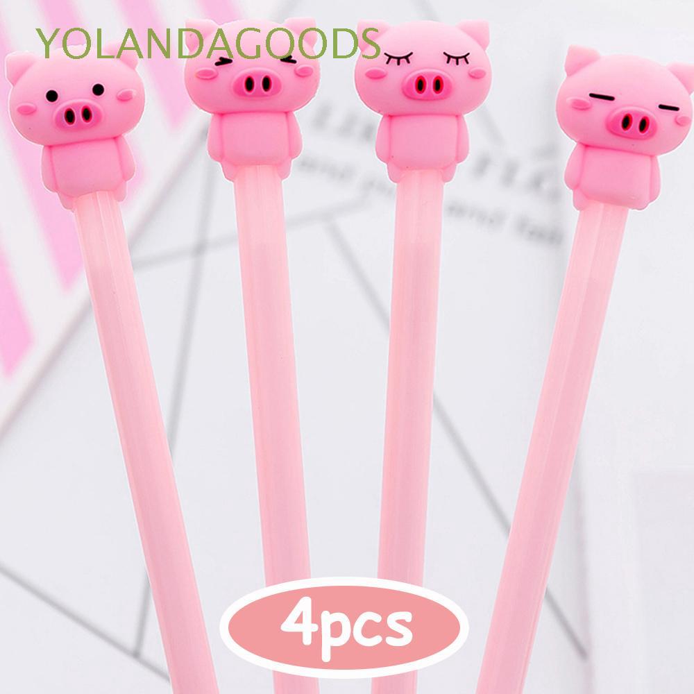 4pcs/lot color random Cartoon Animal Stationery Plastic School Supplies Pig Gel Pen